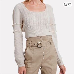 Jonathan Simkhai Cream Cable Knit Cropped Sweater Size XS